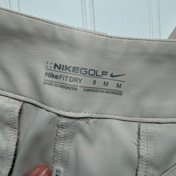 Nike Golf Women’s 8 Khaki Cropped Pants Dri-FIT Flat Front Beige Athletic - Picture 3 of 6
